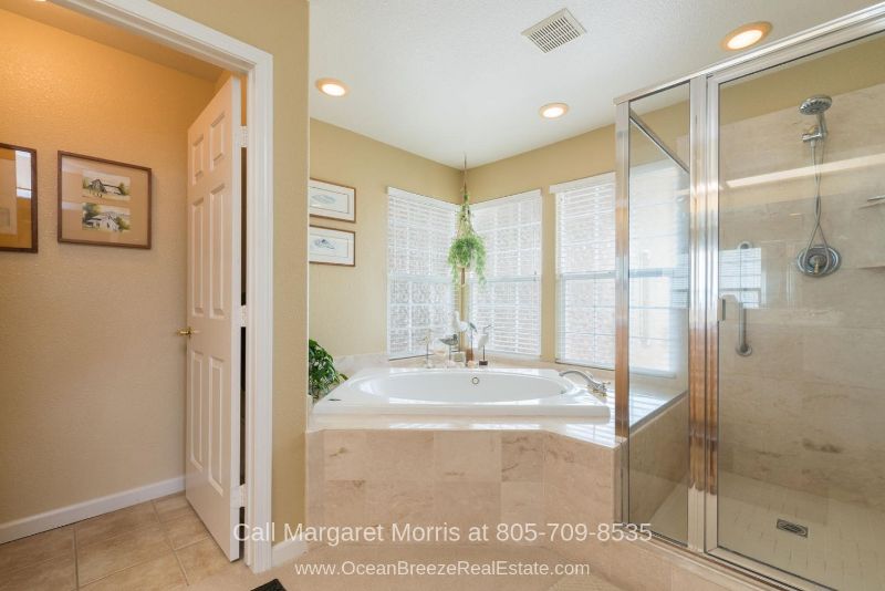 Golf Homes for Sale in Nipomo CA -  Look forward to indulging in some self-pampering at the end of the day in this Nipomo CA golf home’s luxurious bathroom.
